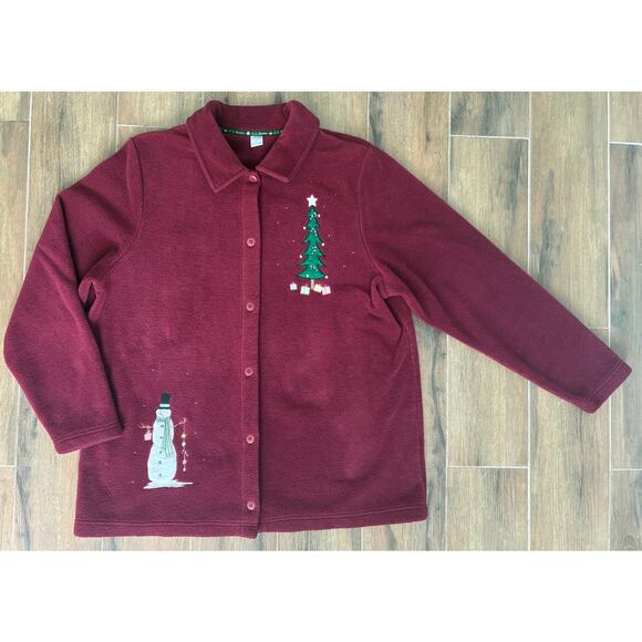 CJ Banks Fleece Christmas Sweater Button Up Size X Vintage - Picture 1 of 10